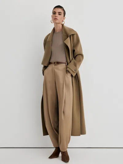 Atelier Taupe Satin Barrel Leg Trousers In Neutral