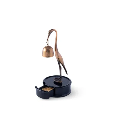 Atelier Terra Madre Black / Gold Aris Candle Snuffer With Cast Bronze Stork And Matches In Multi