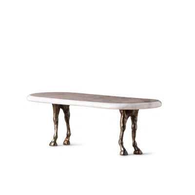 Atelier Terra Madre Gold / White Balius Marble Plate With Cast Bronze Horse Legs In Multi