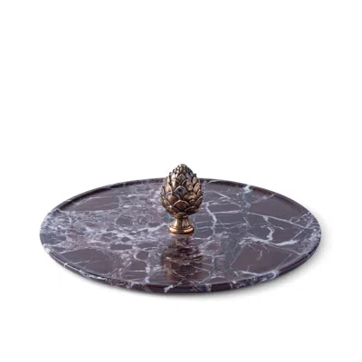 Atelier Terra Madre Red / Gold Nivalis Marble Plate With Cast Bronze Pine Cone In Multi