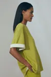 Atelier Green Knitted Silk Blend Top With Cashmere In Green