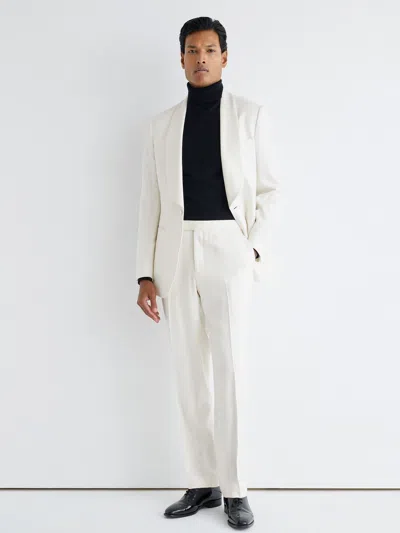 Atelier Textured Side-adjuster Suit Trousers Classic-fit In Ivory White