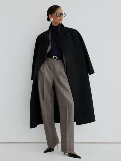 Atelier Wool Wide-leg Double-pleat Trousers In Black