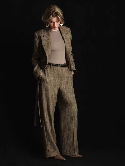 Atelier Wool-blend Textured Wide-leg Trousers In Brown