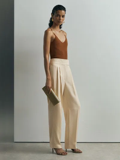 Atelier Woven Tapered Pleated Trousers In White