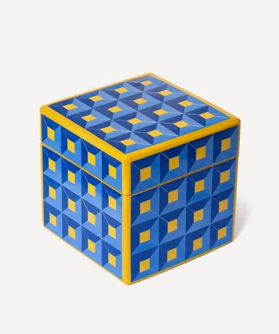 Aterio Home Decorative Resin Square Box In Blue