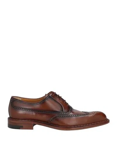 A.testoni A. Testoni Man Lace-up Shoes Tan Size 7 Calfskin In Brown
