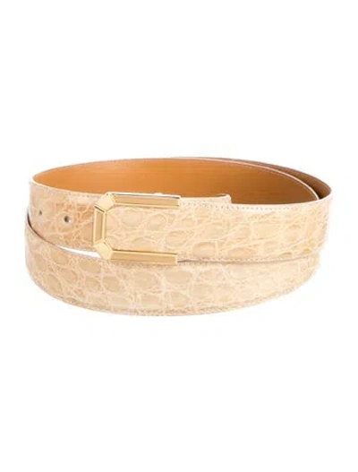 Pre-owned A.testoni Crocodile Waist Belt In Neutrals