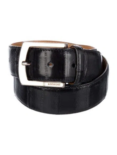 Pre-owned A.testoni Eel Skin Belt In Black