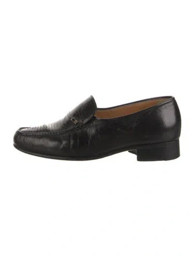 Pre-owned A.testoni Leather Animal Print Dress Loafers In Black