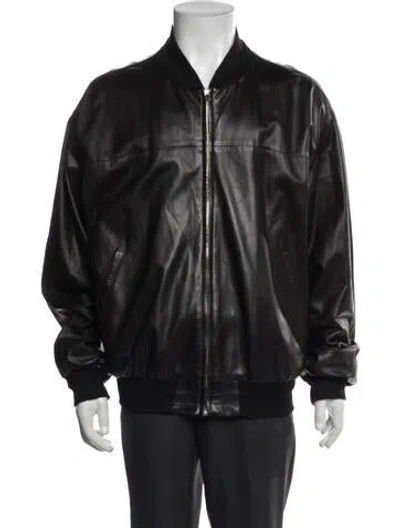 Pre-owned A.testoni Leather Bomber Jacket In Brown