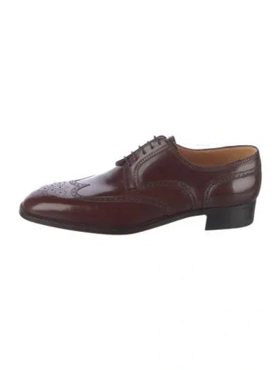 Pre-owned A.testoni Leather Brogues In Burgundy