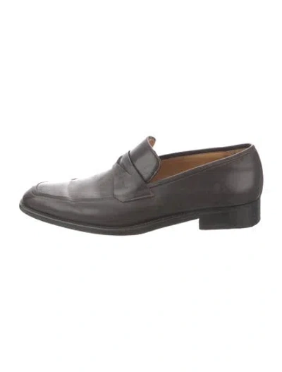 Pre-owned A.testoni Leather Dress Loafers In Black
