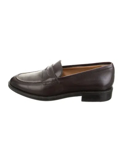 Pre-owned A.testoni Leather Dress Loafers In Brown