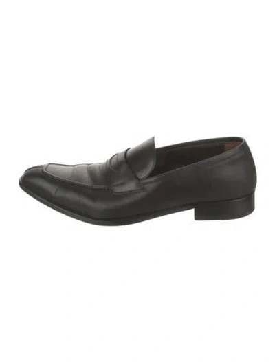 Pre-owned A.testoni Leather Loafers In Black