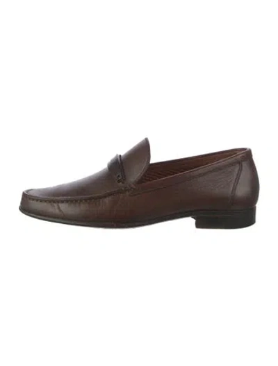 Pre-owned A.testoni Leather Loafers In Brown