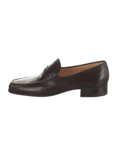 Pre-owned A.testoni Leather Loafers In Brown