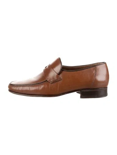 Pre-owned A.testoni Leather Loafers In Brown