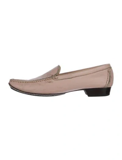 Pre-owned A.testoni Leather Loafers In Pink