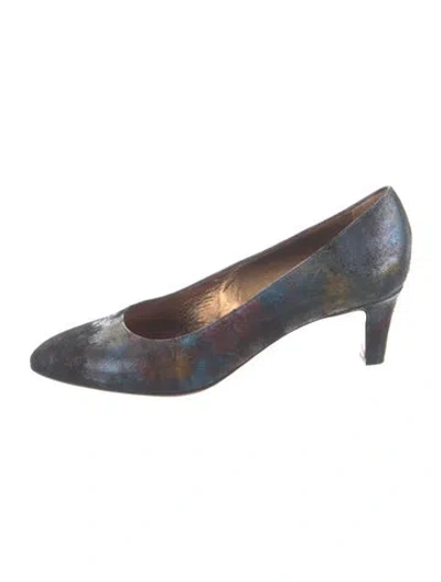 Pre-owned A.testoni Leather Patterned Pumps In Blue