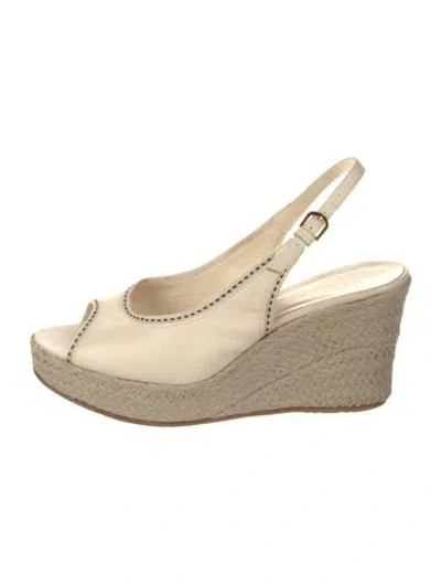 Pre-owned A.testoni Leather Slingback Sandals In Neutral