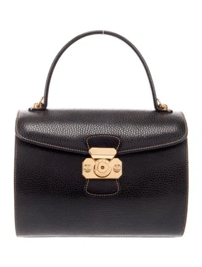 Pre-owned A.testoni Leather Top Handle Bag In Black