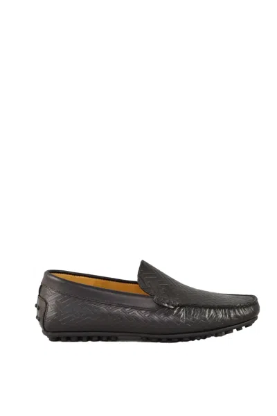 A.testoni Men's Loafer - Black In Animal Print