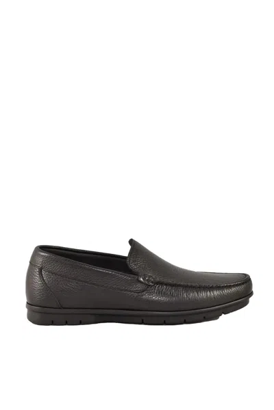A.testoni Men's Loafer - Black In Animal Print