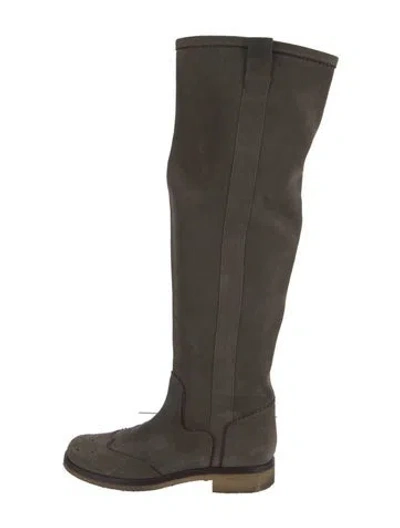 Pre-owned A.testoni Suede Boots In Green