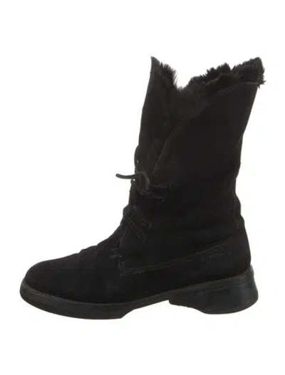 Pre-owned A.testoni Suede Combat Boots In Black