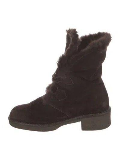 Pre-owned A.testoni Suede Combat Boots In Brown