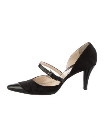 Pre-owned A.testoni Suede D'orsay Pumps In Black