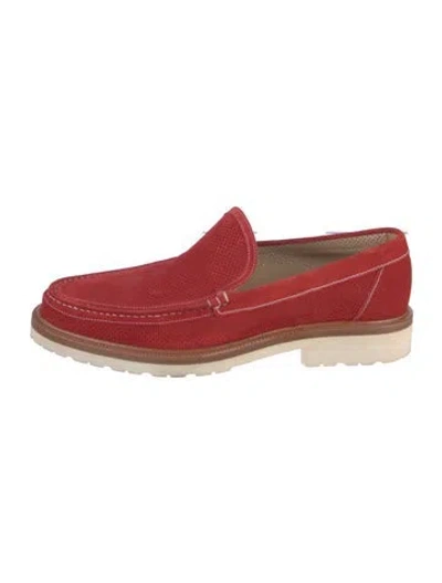 Pre-owned A.testoni Suede Loafers In Red