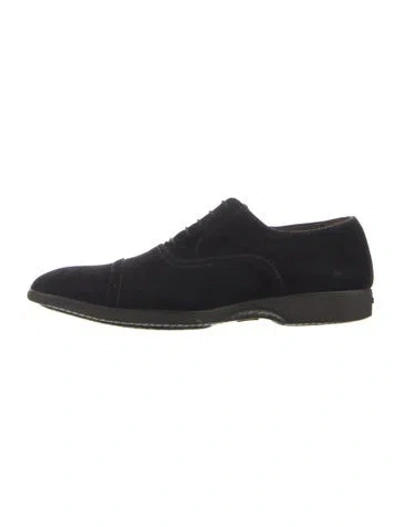 Pre-owned A.testoni Suede Oxfords In Blue