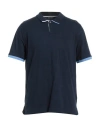 A.testoni Testoni Man Polo Shirt Navy Size 44 Cotton, Elastane In Navy Blue