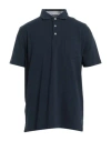 A.testoni Testoni Man Polo Shirt Navy Size 48 Cotton, Elastane In Navy Blue