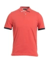 A.testoni Testoni Man Polo Shirt Rust Size 46 Cotton, Elastane In Red