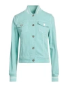 A.testoni Testoni Woman Denim Outerwear Turquoise Size 8 Cotton, Elastane In Blue