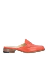 A.testoni Testoni Woman Mules & Clogs Orange Size 7.5 Calfskin In Orange
