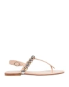A.testoni A. Testoni Woman Toe Strap Sandals Blush Size 6.5 Soft Leather In Pink
