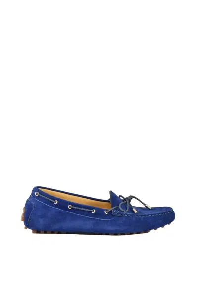 A.testoni Women's Suede Loafer - Blue In Multi