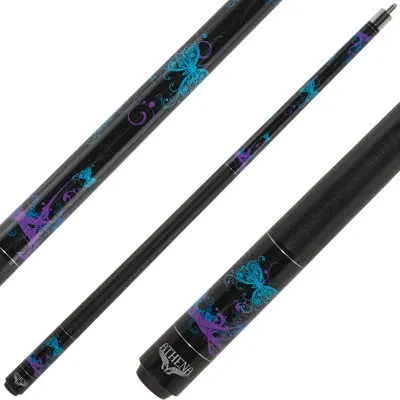 Athena Ath44 Teal And Purple Butterflies Pool Cue Billiard Stick Billiards Cues In Blue;black;purple