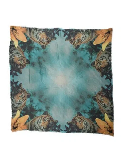 Pre-owned Athena Procopiou Cashmere Printed Scarf In Green