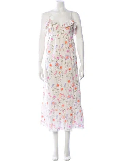 Pre-owned Athena Procopiou Silk Long Dress In White