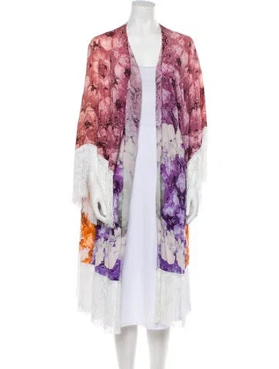 Pre-owned Athena Procopiou Silk Printed Robe W/ Tags In Purple