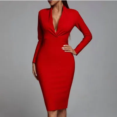 Athina Jilly Bandage Dress In Red