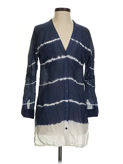 Pre-owned Athleta 3/4 Sleeve Blouse In Blue