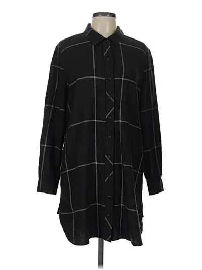 Pre-owned Athleta 3/4 Sleeve Button Down Shirt In Black