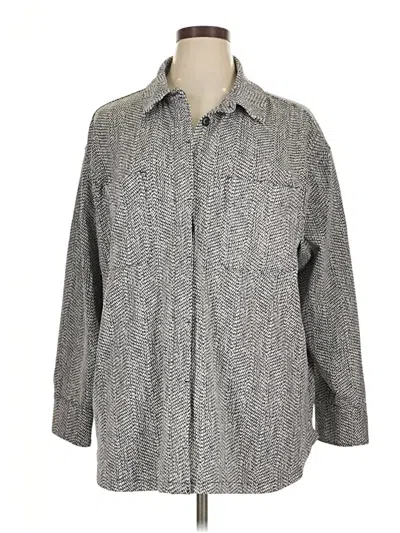 Pre-owned Athleta 3/4 Sleeve Button Down Shirt In Gray