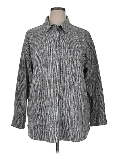 Pre-owned Athleta 3/4 Sleeve Button Down Shirt In Gray